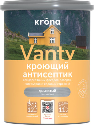 Антисептик для древесины KRONA Кроющий (750мл, графит)