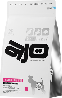 Сухой ветеринарный корм для собак AJO Vet Dieta Gastro Low Fat (800г)