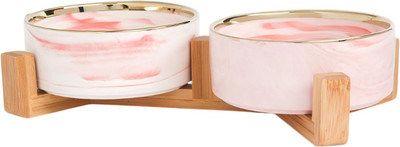 Набор мисок для животных Red Bow HS-CB22 (400мл, розовый мрамор/золото)