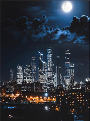 Картина по номерам Флюид Город в Сиянии Луны 40x50 / BFH0010