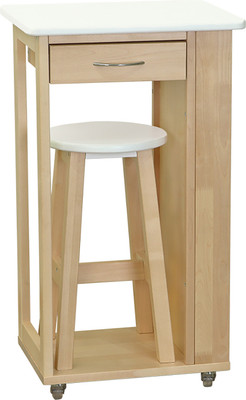 Тумба Мебелик с табуретом (белый/лак)