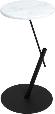 Приставной столик Мебелик МеталлАрт М015 круглый (белый мрамор/черный)