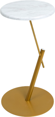 Приставной столик Мебелик МеталлАрт М015 круглый (белый мрамор/золото)