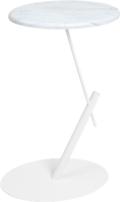 Приставной столик Мебелик МеталлАрт М015 овальный (белый мрамор/белый)