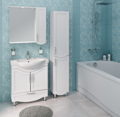 Тумба с умывальником Runo Неаполь 75 + Элеганс 75 (напольная, белый)