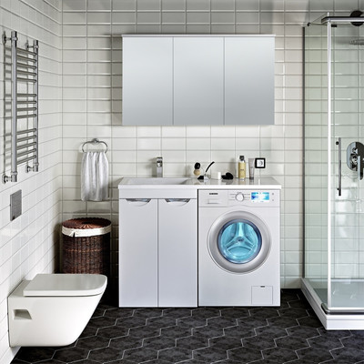 Тумба с умывальником Runo Лира 60 + Гамма 120 лайт с правым крылом (напольная, белый)