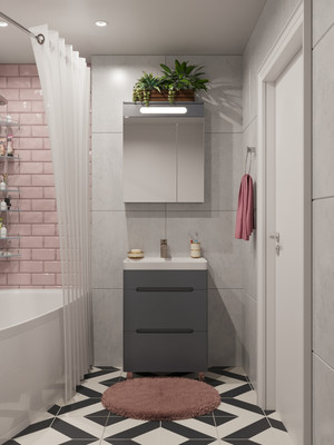 Тумба с умывальником Runo Парма 60 2 ящика + Omega 60 (напольная, графит)