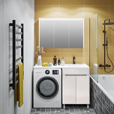 Тумба с умывальником Runo Парма 60 + Гамма 120 лайт с левым крылом (напольная)