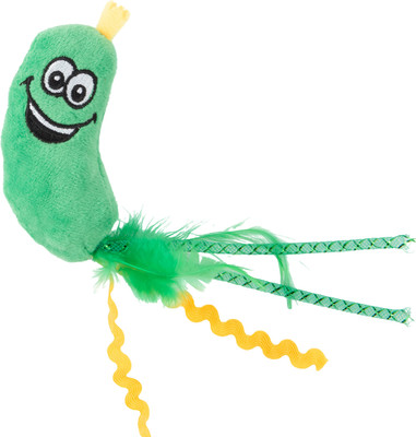 Игрушка для кошек Mr. Kranch Огурчик с кошачьей мятой и перышками / MKR542342 (зеленый)