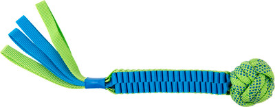 Игрушка для собак Mr. Kranch Плетеный жгут с мячом / MKR542236 (зеленый)