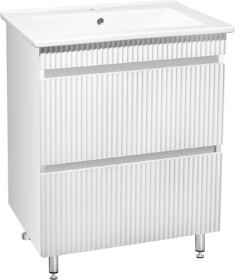 Тумба с умывальником Runo Модена 65 + Оскар 65 (напольная, белый)