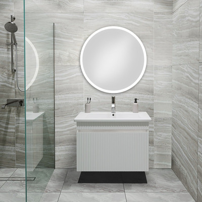 Тумба с умывальником Runo Модена 75 + Оскар 75 (подвесная, белый)