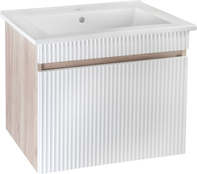 Тумба с умывальником Runo Модена 75 + Оскар 75 (подвесная, крафтовый дуб)