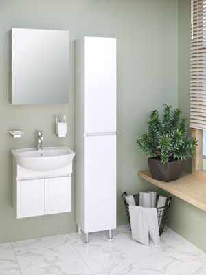 Тумба с умывальником Runo Лада 50 + Уют 50 (подвесная, белый)