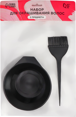 Набор для окрашивания волос Queen Fair Кисть+чаша / 3519191 (черный)