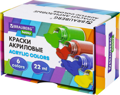 Акриловые краски Brauberg Hobby / 192409 (6цв)