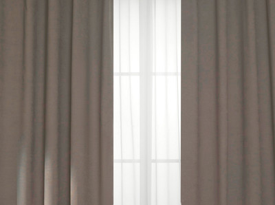 Комплект штор КронасМАрт Канвас 200x270 + Гардина лен 400x270 (темно-бежевый/белый)