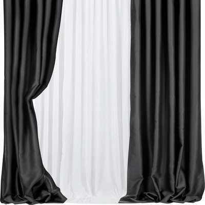 Комплект штор Mio Tesoro Блэкаут 200x260 + Гардина Soft Lines 306 600x270 (черный/белый лен)