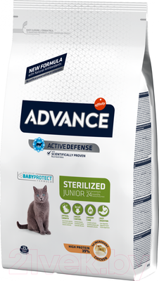 Сухой корм для кошек Advance Young Sterilized с курицей и рисом (1.5кг)