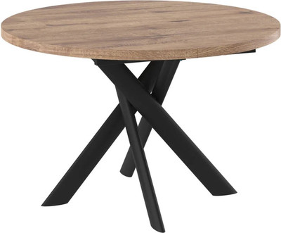 Обеденный стол Мамадома Ronaldo-120 круглый раздвижной 120-160 (дуб веллингтон/черный)