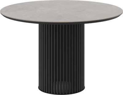 Обеденный стол Мамадома Askar Round-116 нераздвижной круглый (Avenue Grey Premium Cer/черный)
