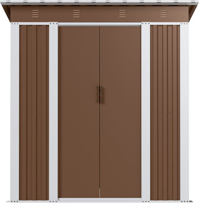 Сарай из металла No Brand С односкатной крышей SP-SS-01 Br (раздвижные двери)