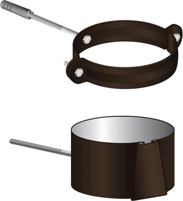 Хомут водосточной трубы Скайпрофиль Универсальный металлический D90 (RAL 8019)