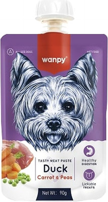 Лакомство для собак Wanpy Мясное пюре из утки (90г)