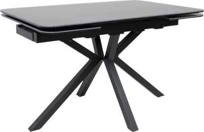 Обеденный стол Аврора Рейн New 1400-2040x900 (камень черный Greys Black/черный матовый)