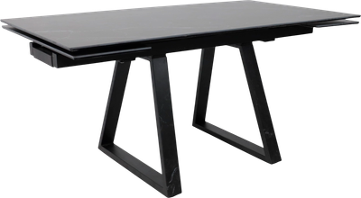 Обеденный стол Аврора Монако New 1600/2240x900 (камень черный Greys Black/черный матовый, квадро)