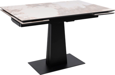 Обеденный стол LEPREMO AV 2119 МДФ+керамика раздвижной 1200-1800x800 (белый глянцевый Pandora/черный)