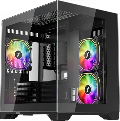 Корпус для компьютера 1stPlayer MV5-TP / MV5-TP-BK-2FB7R-1FB7 (черный, без БП)