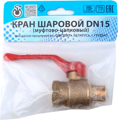 Шаровой кран Цветлит 1/2" нар.-вн. ручка PN1.6 МПа 11Б27п5 / ZW10005
