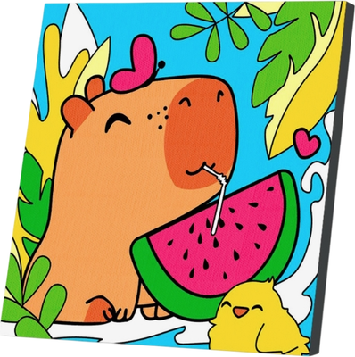Картина по номерам Школа талантов Капибара с арбузом / 10870039