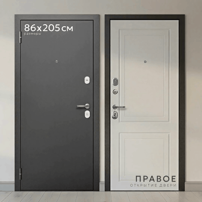 Входная дверь Guard МС-1 86x205 правая (антик серебро/белый матовый)