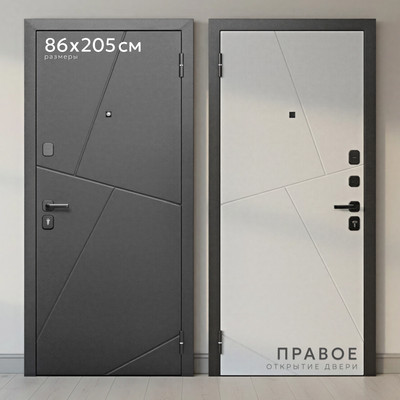 Входная дверь Guard М-5 86x205 правая (букле графит/белый матовый)