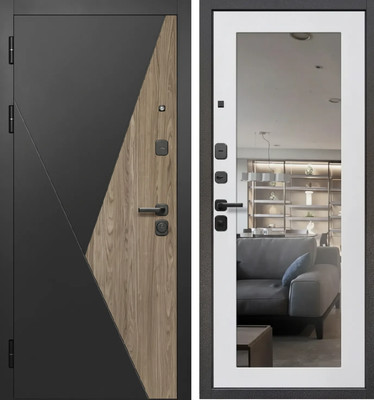 Входная дверь Guard МПП-20 96x205 левая (черный эксимер/белый матовый)