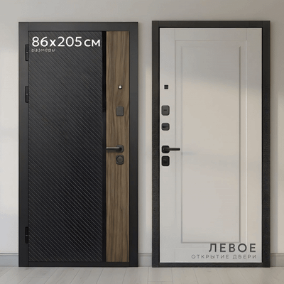 Входная дверь Guard МПП-22 86x205 левая (черный эксимер лакобель/белый матовый)