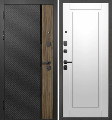 Входная дверь Guard МПП-22 86x205 левая (черный эксимер лакобель/белый матовый)