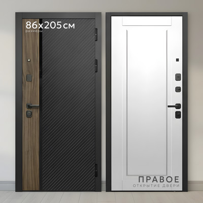 Входная дверь Guard МПП-22 86x205 правая (черный эксимер/белый матовый)