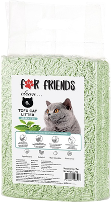 Наполнитель для туалета For Friends Tofu Green tea / TUZ904 (зеленый чай, 6л)