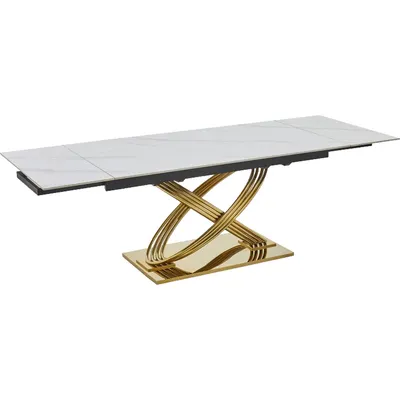 Обеденный стол Signal Hermes II 160-240x90 (эффект белого мрамора/золото)