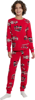 Пижама детская Mark Formelle 563311 (р.146-72, пожарные машинки на красном)