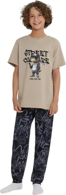 Пижама детская Mark Formelle 563321-1 (р.116-60, бежевый/граффити на черном)