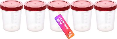 Набор контейнеров для биоматериала ЕвроКэп Стерильный с крышкой 100мл (5шт)