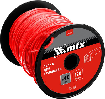 Леска для триммера MTX Квадрат 4мм / 96879 (120м, на катушке)