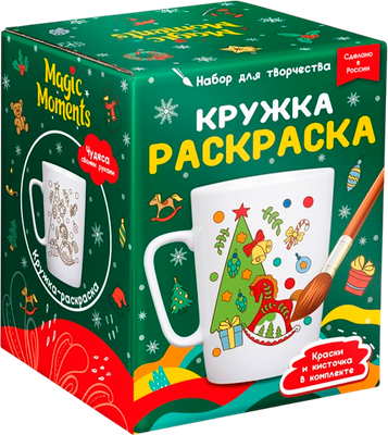 Набор для творчества Раскрась и подари Кружка-раскраска. Новогодние игрушки / cup-1011