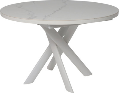 Обеденный стол Мамадома Ronaldo-120 круглый раздвижной 120-160 (Patagonoa Bianco Gloss Premium Cer/белый)