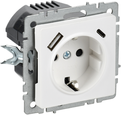 Розетка IEK Brite BR-R14-16-U22-018-K91 (арктический белый)