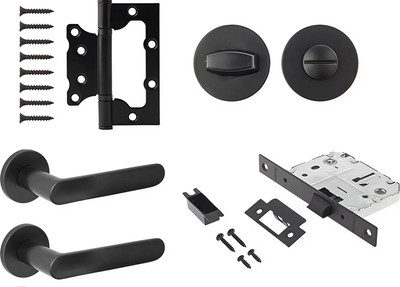 Комплект дверной фурнитуры Code Deco Slim H-40135-A-BLM с фиксатором (черный)